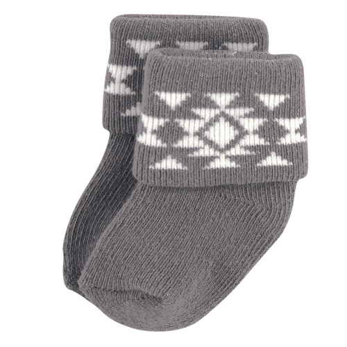 Hudson Baby Cotton Rich Newborn and Terry Socks, Buffalo Plaid Moose
