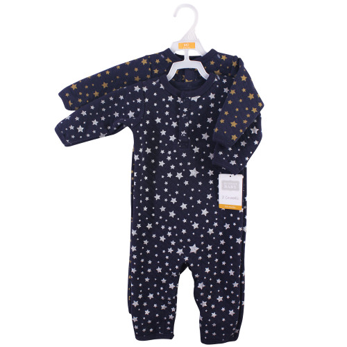 Hudson Baby Premium Quilted Coveralls, Metallic Stars