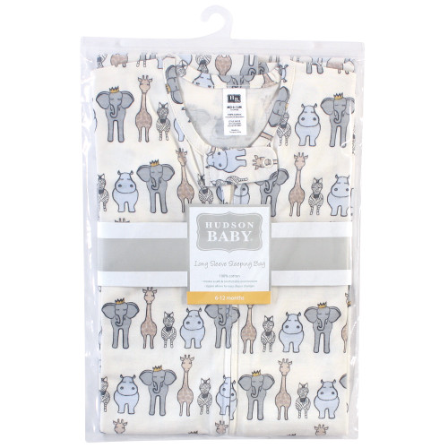 Hudson Baby Long Sleeve Cotton Jersey Sleeping Bag, Royal Safari