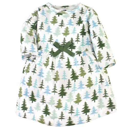 Hudson Baby Cotton Dresses, Evergreen Trees