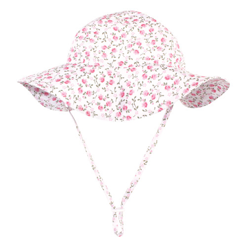 Pink Girls Sun Hat, Classic Baby Summer Accessory, Wide Brim Toddler Summer Hat, Summer Sun Protection for Newborns, Baby Sun Hat with Strap