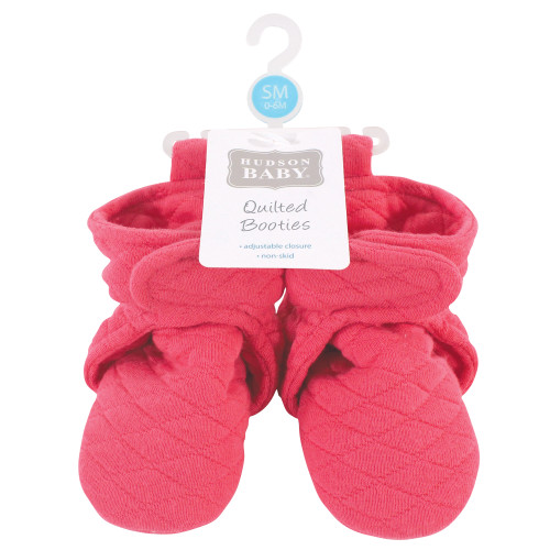 Hudson Baby Quilted Booties, Dark Pink