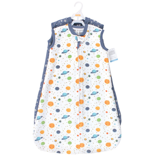 Hudson Baby Premium Quilted Sleeveless Sleeping Bag and Wearable Blanket, Space 2-Pack