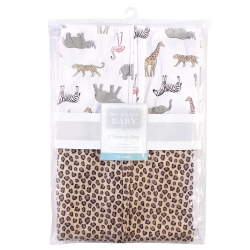 Hudson Baby Cotton Sleeveless Wearable Sleeping Bag, Sack, Blanket, Modern Pink Safari