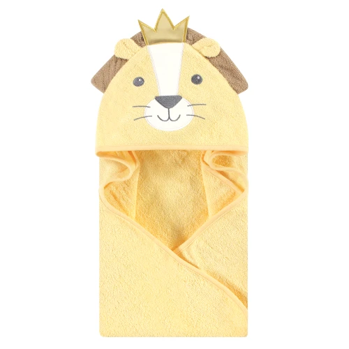 Hudson Baby Cotton Animal Face Hooded Towel, King Lion