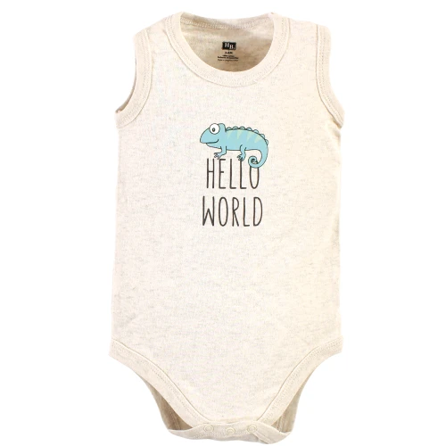 Hudson Baby Cotton Sleeveless Bodysuits, Zoo Animals