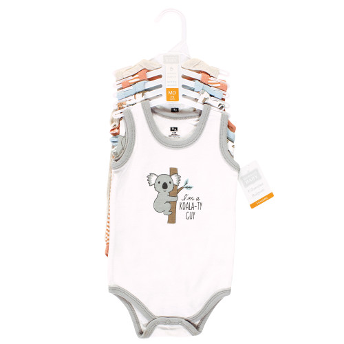 Hudson Baby Cotton Sleeveless Bodysuits, Zoo Animals