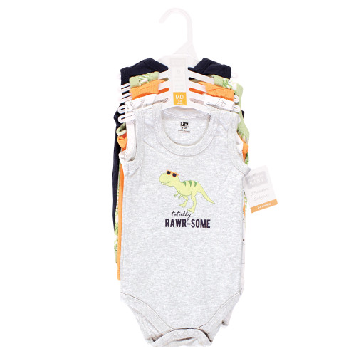 Hudson Baby Cotton Sleeveless Bodysuits, Cool Dinosaurs