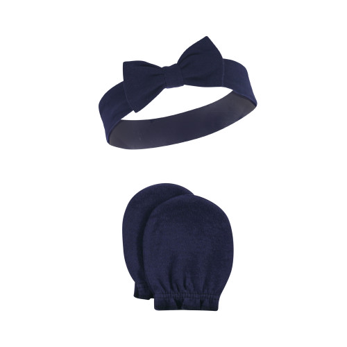 Hudson Baby Cotton Headband and Scratch Mitten Set, Daisy