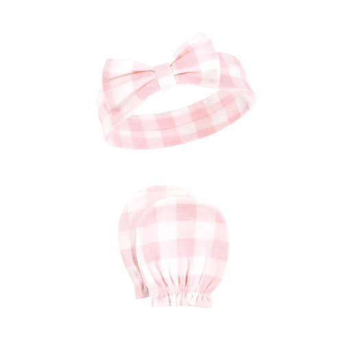 Hudson Baby Cotton Headband and Scratch Mitten Set, Fall Floral