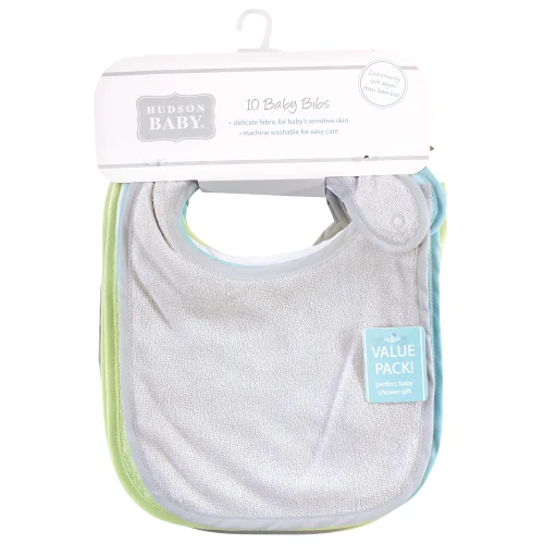 Hudson Baby Rayon from Bamboo Terry Bibs, Gray Mint Lime