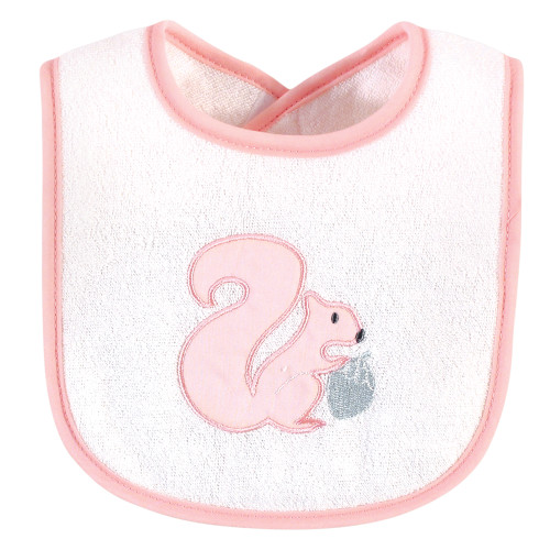 Hudson Baby Cotton Terry Drooler Bibs with Fiber Filling, Girl Woodland