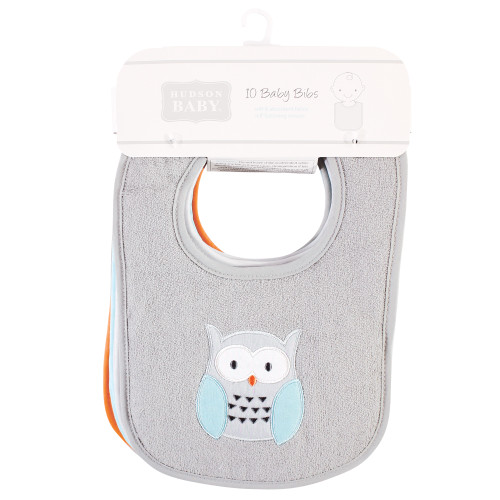 Hudson Baby Cotton Terry Drooler Bibs with Fiber Filling, Neutral Woodland