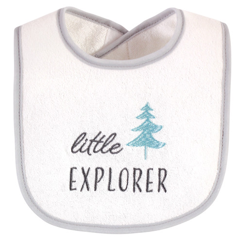 Hudson Baby Cotton Terry Drooler Bibs with Fiber Filling, Neutral Woodland