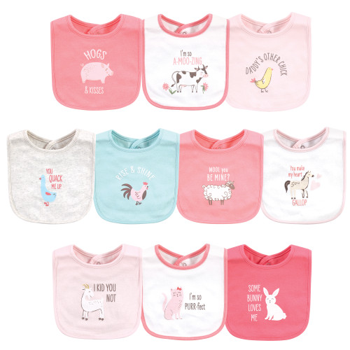 Hudson Baby Cotton Bibs, Hogs And Kisses