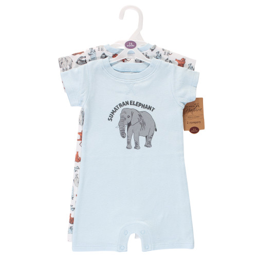 Touched by Nature Organic Cotton Rompers, Endangered Elephant