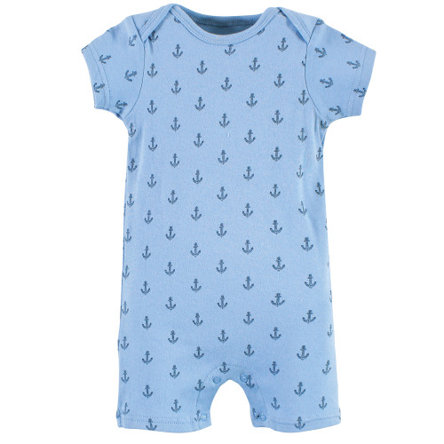Hudson Baby Cotton Rompers, Blue Whale 2-Pack