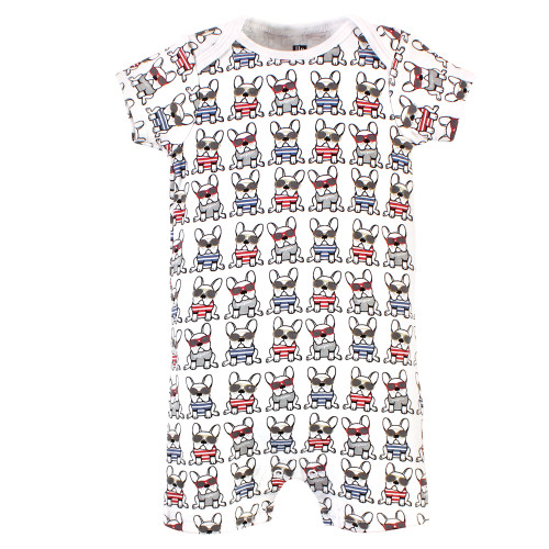 Hudson Baby Cotton Rompers, French Dog 2-Pack