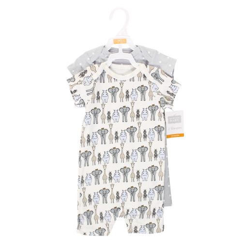 Hudson Baby Cotton Rompers, Royal Safari 2-Pack