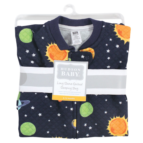 Hudson Baby Premium Quilted Long Sleeve Sleeping Bag and Wearable Blanket, Solar System