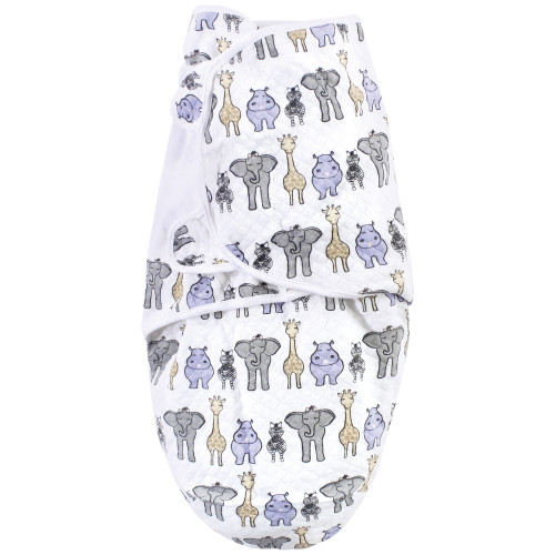 Hudson Baby Quilted Cotton Swaddle Wrap 3pk, Pink Safari