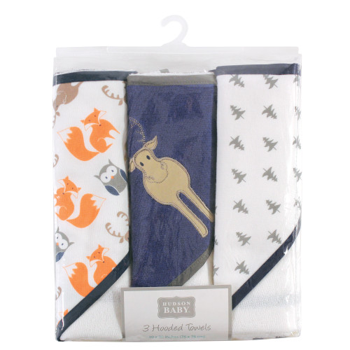 Hudson Baby Cotton Rich Hooded Towels, Blue Moose