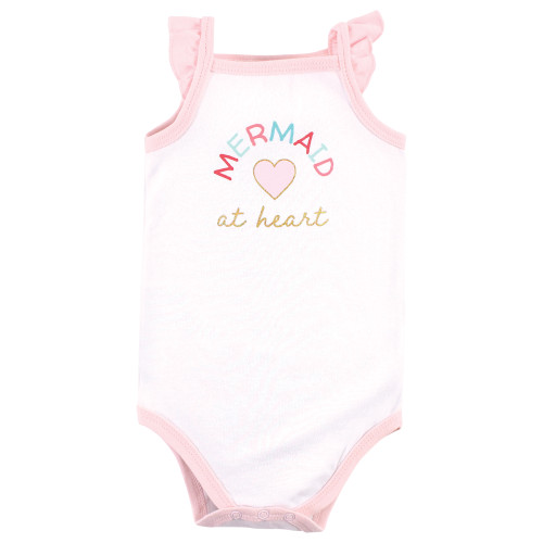 Hudson Baby Cotton Sleeveless Bodysuits, Coral Mint Mermaid