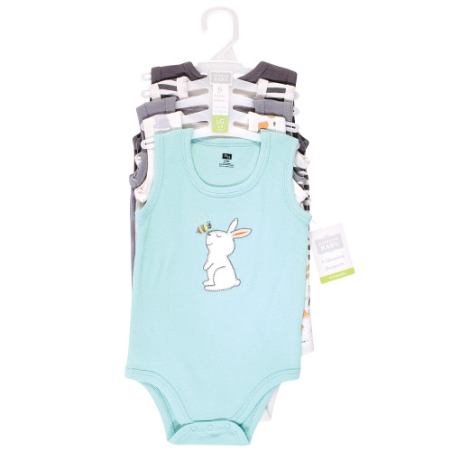 Hudson Baby Cotton Sleeveless Bodysuits, Bunny And Bee