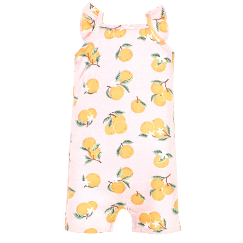 Hudson Baby Cotton Rompers, Citrus Orange