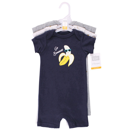 Hudson Baby Cotton Rompers, Go Bananas