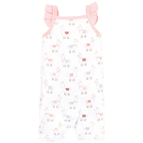 Hudson Baby Cotton Rompers, Llama