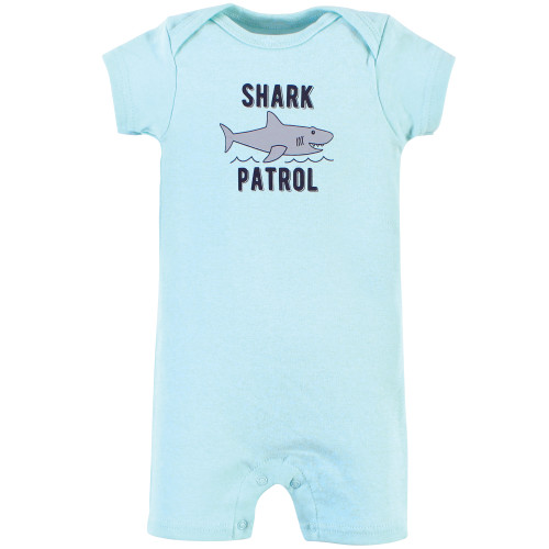 Hudson Baby Cotton Rompers, Shark Patrol