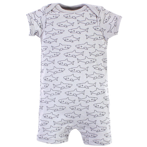 Hudson Baby Cotton Rompers, Shark Patrol
