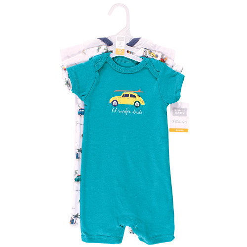 Hudson Baby Cotton Rompers, Surfer Dude