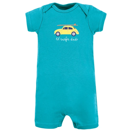 Hudson Baby Cotton Rompers, Surfer Dude
