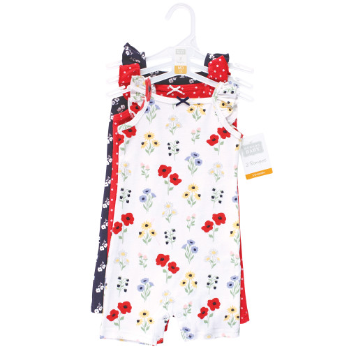 Hudson Baby Cotton Rompers, Wildflower