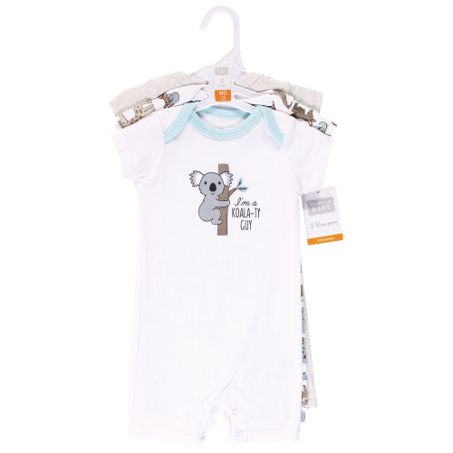 Hudson Baby Cotton Rompers, Zoo Animals