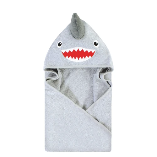 Hudson Baby Cotton Animal Face Hooded Towel, Shark