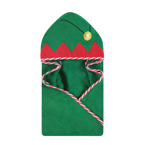 Hudson Baby Cotton Poly Animal Face Hooded Towel, Elf