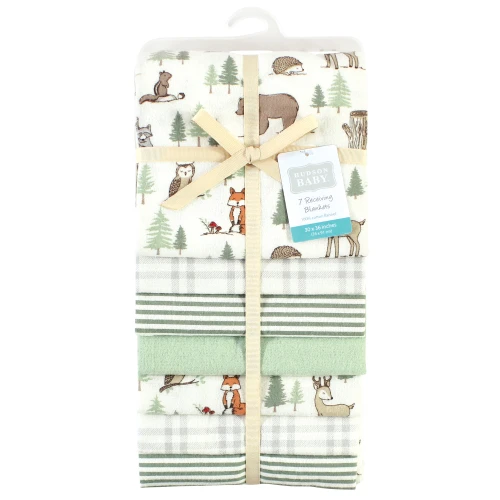 Hudson Baby Cotton Flannel Receiving Blankets Bundle, Forest Animals