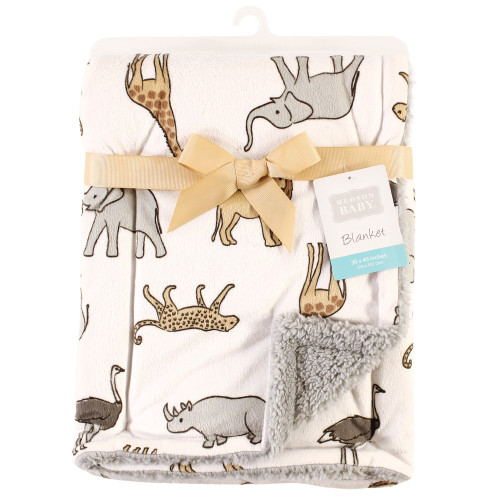 Hudson Baby Plush Mink and Sherpa Blanket, Modern Neutral Safari