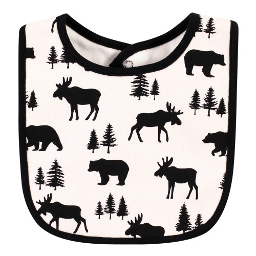 Hudson Baby Cotton Bib and Sock Set, Baby Bear Plaid