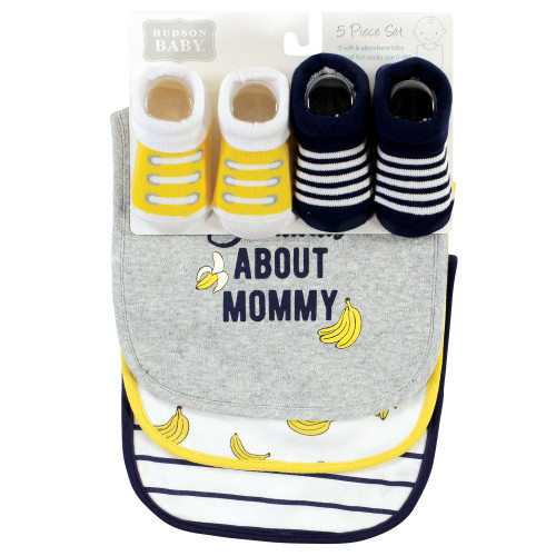 Hudson Baby Cotton Bib and Sock Set, Little Man Hudson Childrenswear