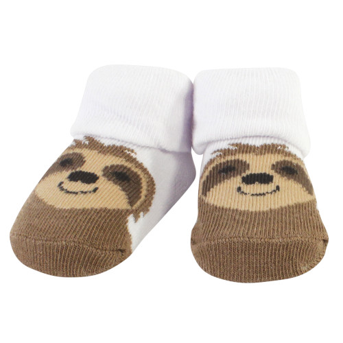 Hudson Baby Cotton Bib and Sock Set, Sloth