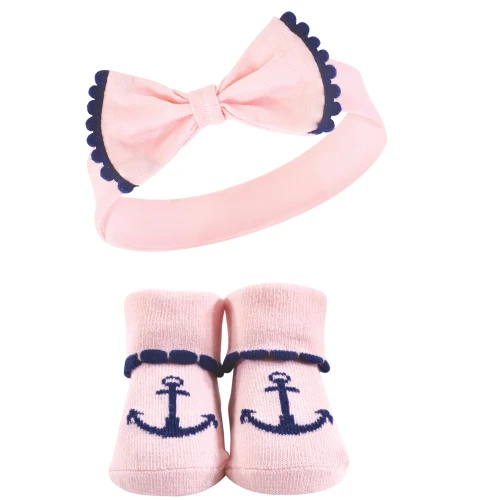 Hudson Baby Headband and Socks Giftset, Flamingo 10-Pack