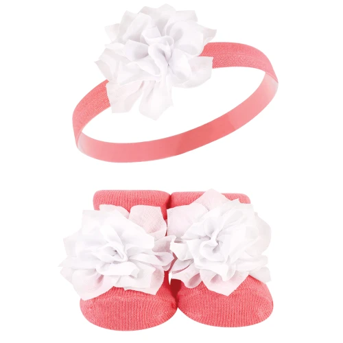 Hudson Baby Headband and Socks Giftset, Flamingo 10-Pack