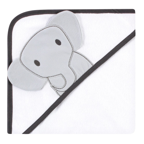 Hudson Baby Cotton Rich Hooded Towels, Gray Modern Elephant