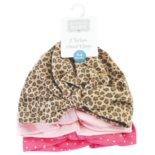 Hudson Baby Turban Cotton Headwraps, Leopard