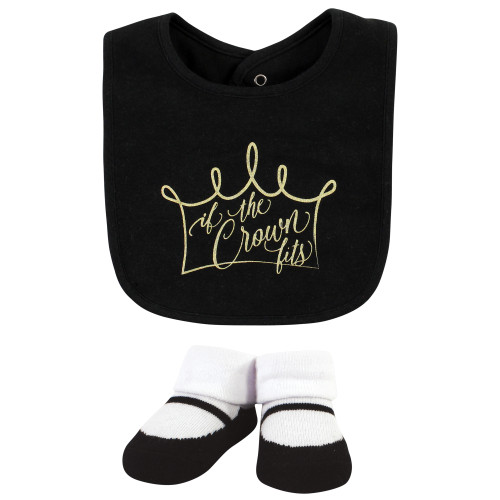 Yoga Sprout Cotton Bibs and Socks, Crown