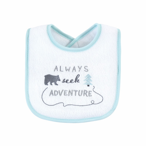 Hudson Baby Cotton Terry Drooler Bibs with Fiber Filling, Boy Gray Woodland